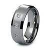 Three Stone Diamond Bezel Tungsten Wedding Band