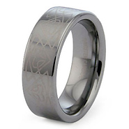 Tribal Laser Engraved Tungsten Wedding Band