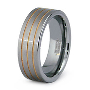 Four Row Tungsten Gold Plated Wedding Ring
