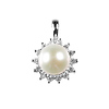 14K White Gold Diamond Freshwater Pearl Pendant