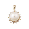 14K Yellow Gold Diamond Pearl Pendant