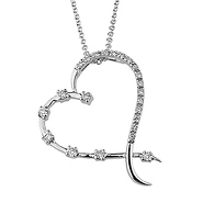 14K White Gold Diamond Heart Pendant