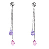 Diamond Amethyst&Pink Topaz Drop Earrings