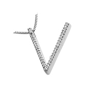 14K Diamond Initial V Pendant