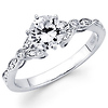 14KW Micro Pave Set Round Diamond with Milgrain Engagement Ring
