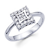14K White Gold Fancy Square Head Round Diamond Ring