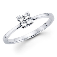 14K White Gold Princess Cut Invisible Set Promise Ring