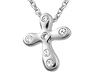 Silver CZ Cross Charm Rolo Necklace