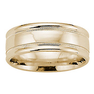 8mm Flat Milgrain Comfort Fit 14K Yellow Gold Benchmark Wedding Band