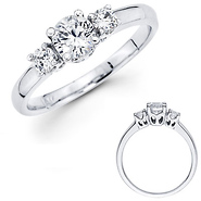 14K Gold Tulip Setting Three Stone Engagement Ring (0.45 ctw)
