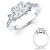 3 Princess Diamond with Side Diamond 14K Engagement Ring-0.95ctw