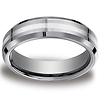 6mm 18K White Gold Inlay Tungsten Benchmark Wedding Band