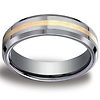 6mm 18K Yellow Gold Inlay Tungsten Benchmark Wedding Band