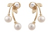 CZ 14K Pearl Leaf Earrings