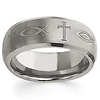 Beveled Edge Brushed & Polished 8mm Tungsten Ring
