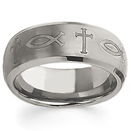 Beveled Edge Brushed & Polished 8mm Tungsten Ring