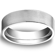 6mm Flat Satin Comfort Fit Benchmark Platinum Ring