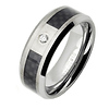 Black Carbon Fiber Tungsten Carbide Beveled Edge CZ Ring