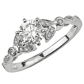 18k White Gold Diamond Engagement Ring 0.75ct center 0.20ct side