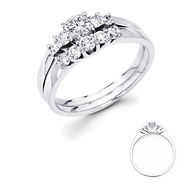 3/4Ct 14k White Gold Round Diamond Engagement Ring Set
