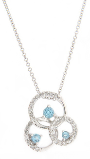 White Gold Diamond and Topaz Pendant