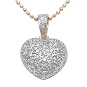 14k Yellow Gold Heart Diamond Charm Necklace 0.45ct