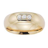 6mm Comfort Fit 14K Yellow Gold Tri-Diamond Benchmark Ring