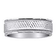 Milgrain Hand Engraved 14k White Gold Wedding Band