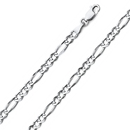 4mm Figaro Link Sterling Silver Chain Necklace