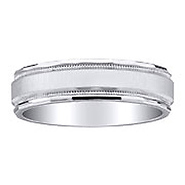 14K White Gold Milgrain and Satin Wedding Band