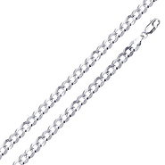4mm Concave Curb Cuban Sterling Silver Chain Necklace