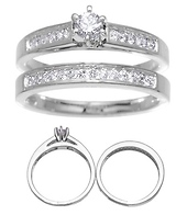 14K White Gold Diamond Wedding Set 0.70ct 4.7gr