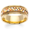 8.5mm Handmade Woven 14K Tri Color Gold Band