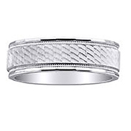 Milgrain Textured 14K White Gold Band
