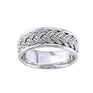 8mm Handmade Rope Braided 14K White Gold Band