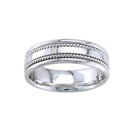 7mm Handmade Double Rope 14K White Gold Braided Wedding Band