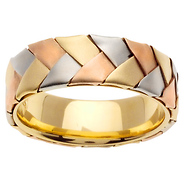 7mm 14k Tri Color Woven Band