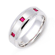 Princess cut Ruby Milgrain Band (0.18 ct.)