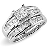 14K White Gold Princess Center Channel Set Bridal Ring Set