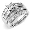 1.00ct 14KW Princess Cut Bridal Engagement Ring Set