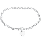 Silver Heart Link Toggle Necklace