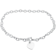 Silver Heart Link Toggle Necklace