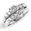 0.75ctw 14K White Gold Prong Set Engagement Ring Set