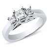 3 Stone 14K White Gold Princess Cut Trellis Engagement Ring