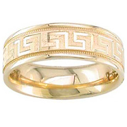 6.5mm 14k Yellow Gold Designer Milgrain Band