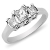 14K White Gold 3 Stone Princess Cut Engagement Ring