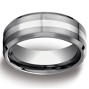 8mm Tungsten 18K Gold Inlay Designer Comfort Fit Wedding Band