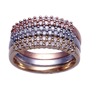 14k Tri Color Diamond Ring (Rose, Yellow & White Gold) 6.3gr (1.00 ct diamonds)