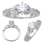 18k White Gold Diamond Engagement Ring 0.65ct center 0.20ct side