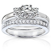 3 Stone 14K White Gold Prong Set Bridal Ring